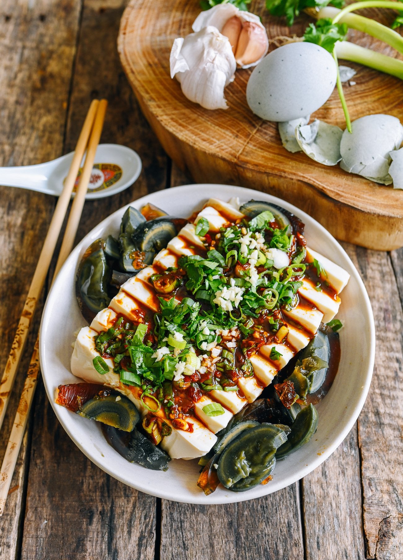 Chinese Spicy Cold Tofu with Thousand Year Old Egg