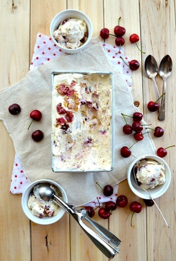 Bourbon Cherry Pie No Churn Ice Cream