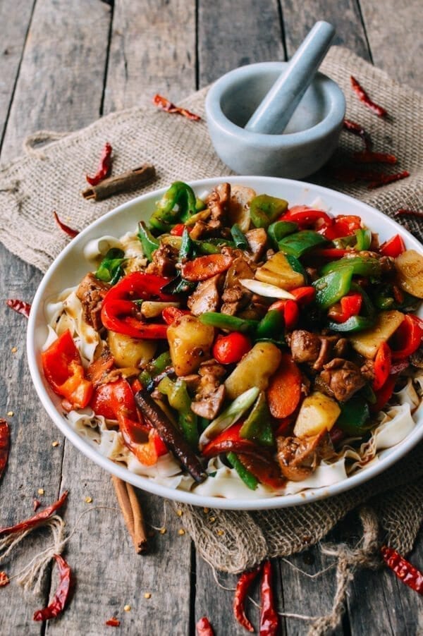 Big Plate Chicken (Chinese Da Pan Ji) with Noodles