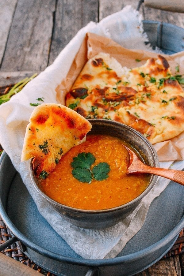 Indian Lentil Soup with Garlic Naan