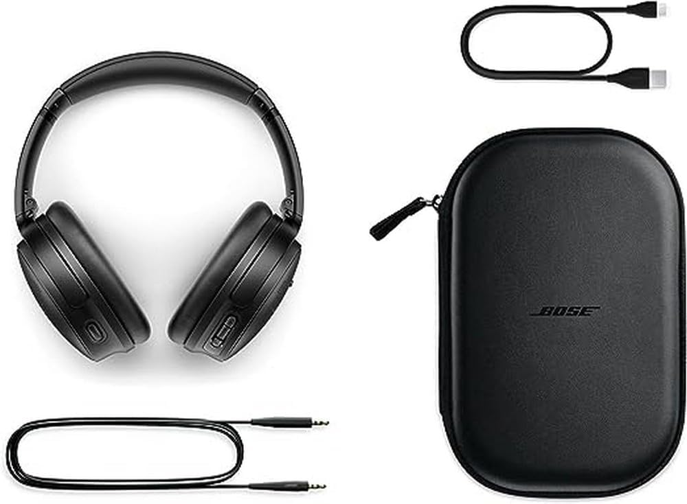 bose quietcomfort headphones with wires and cases