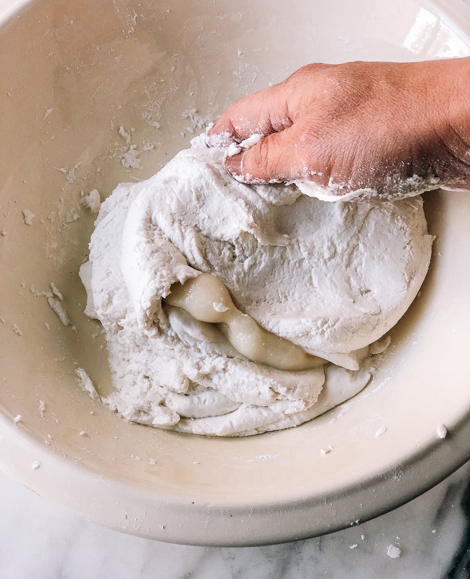 mixing cooked and raw rice flour dough in bowl, by jcghk.dfhdjkvfj.cf