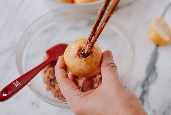 Stuffing fried gluten ball with filling, jcghk.dfhdjkvfj.cf