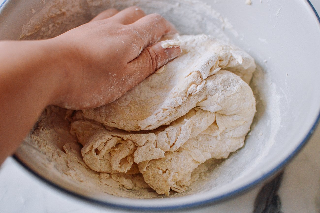 kneading dough for english muffins