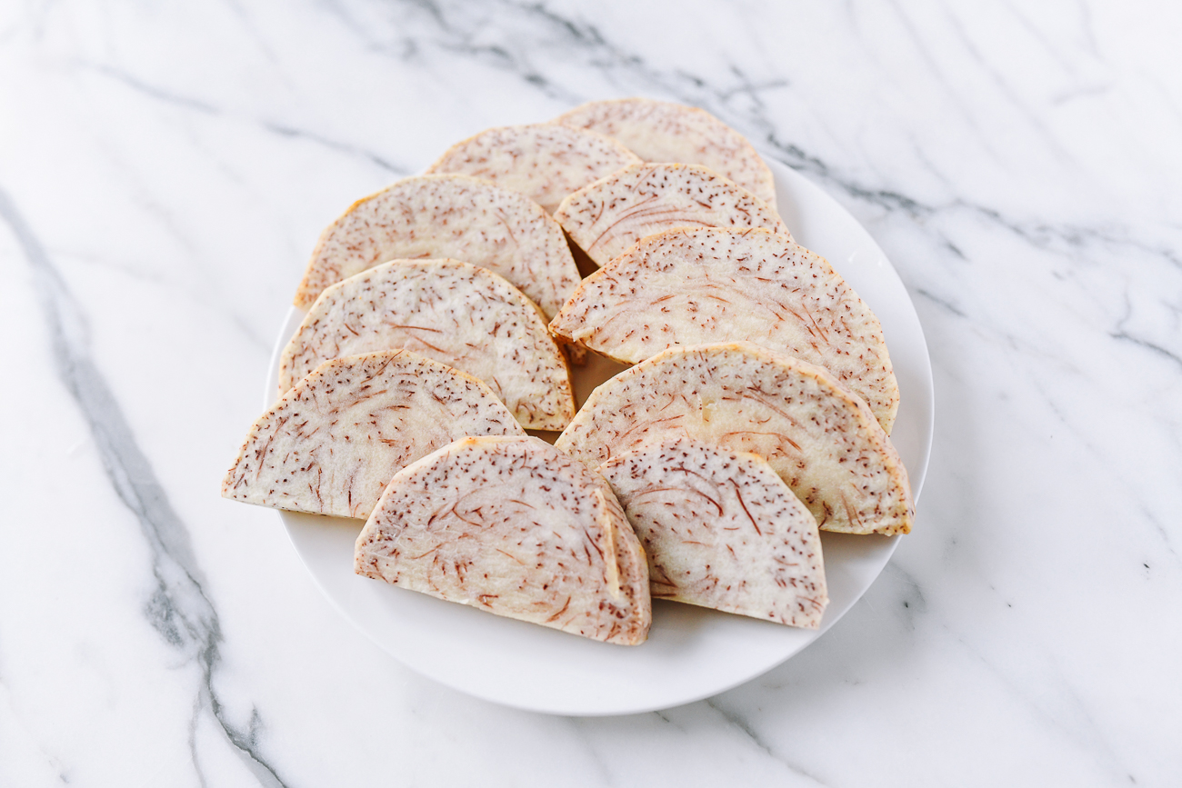 Fried taro slices
