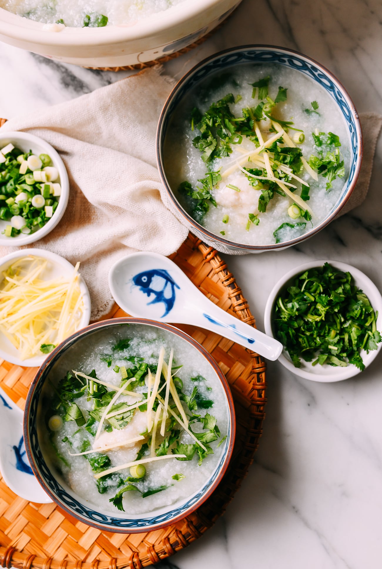 Bowls of fish congee