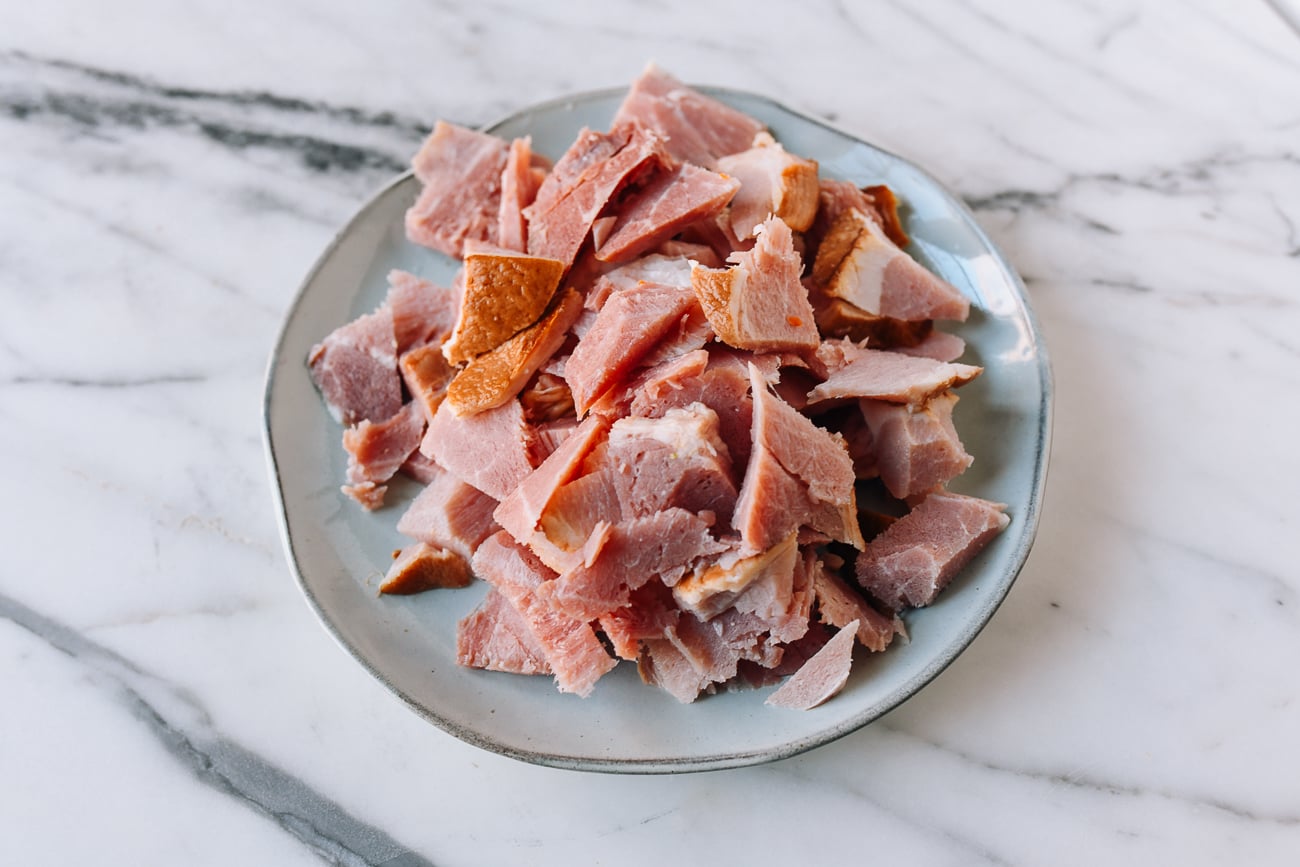 Roughly cut ham