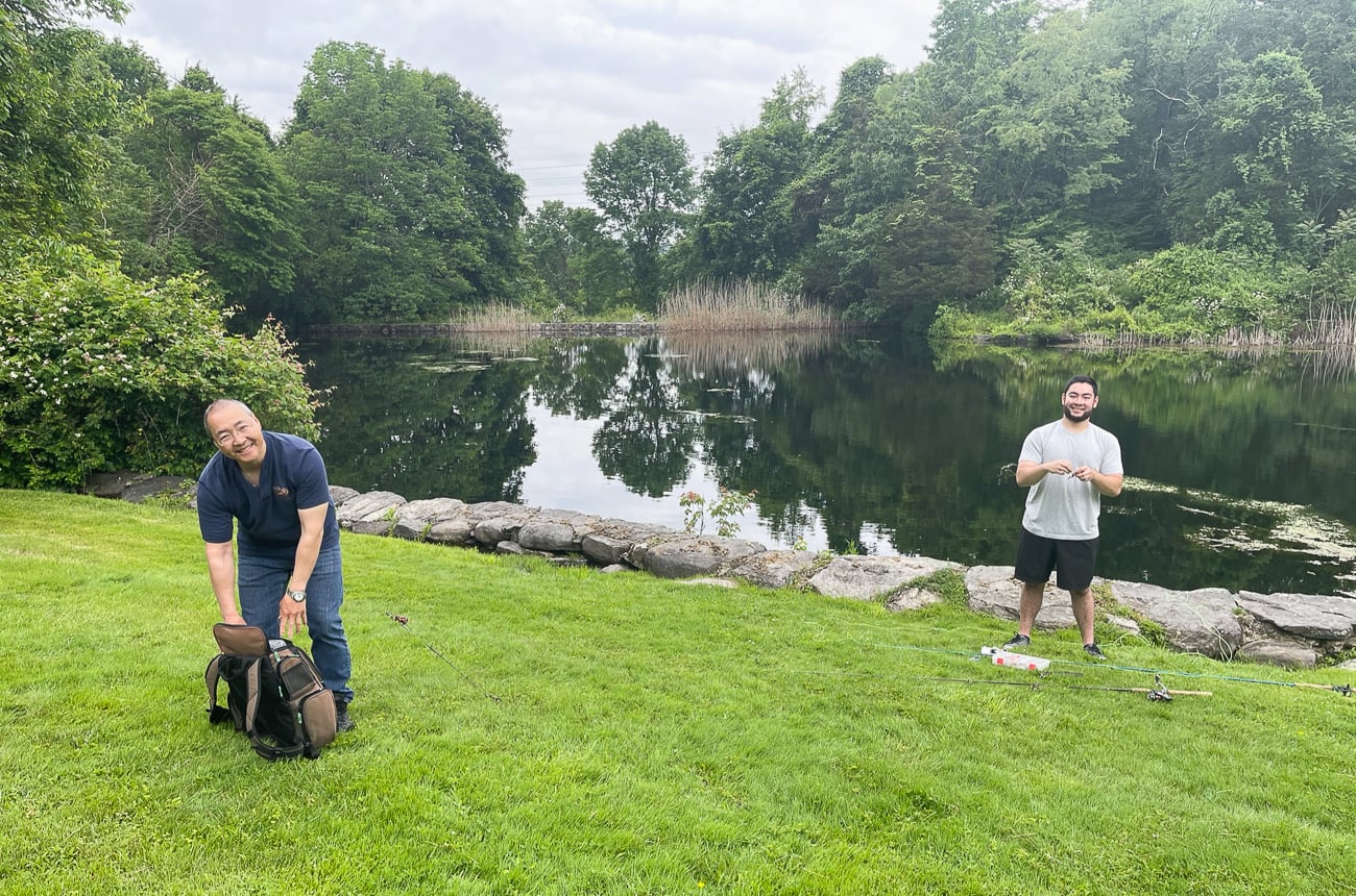 Bill and his nephew Chris getting ready for fishing