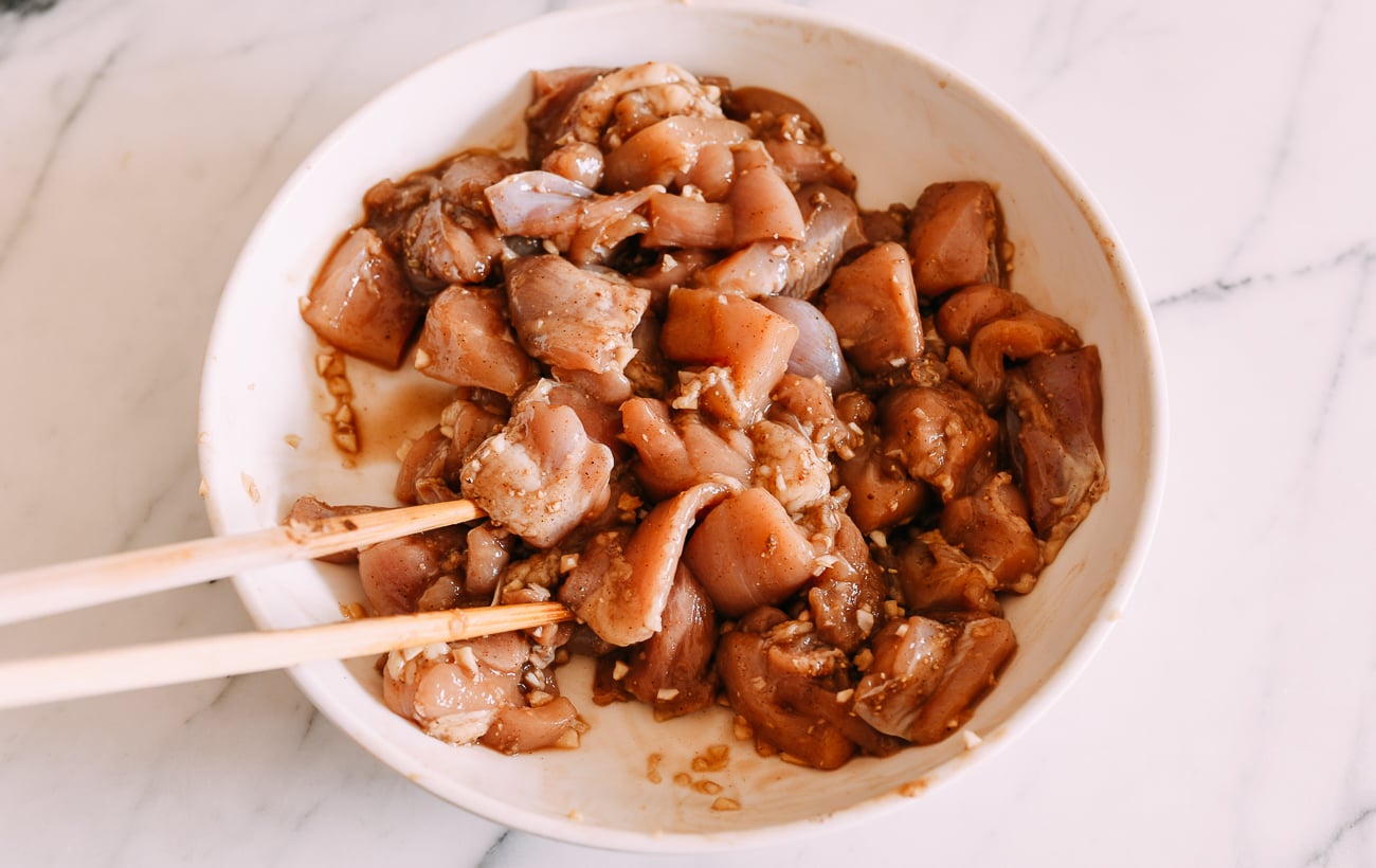 Chicken pieces in marinade