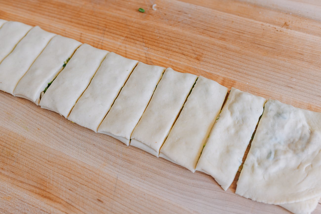 dough cut into strips