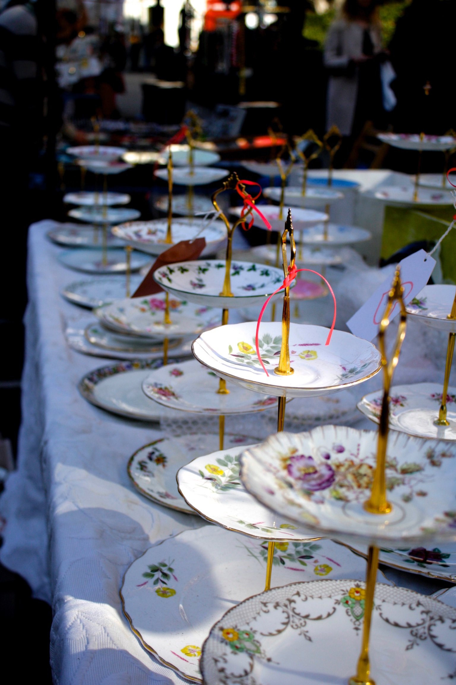 Antique tea sandwich towers at Portobello Market