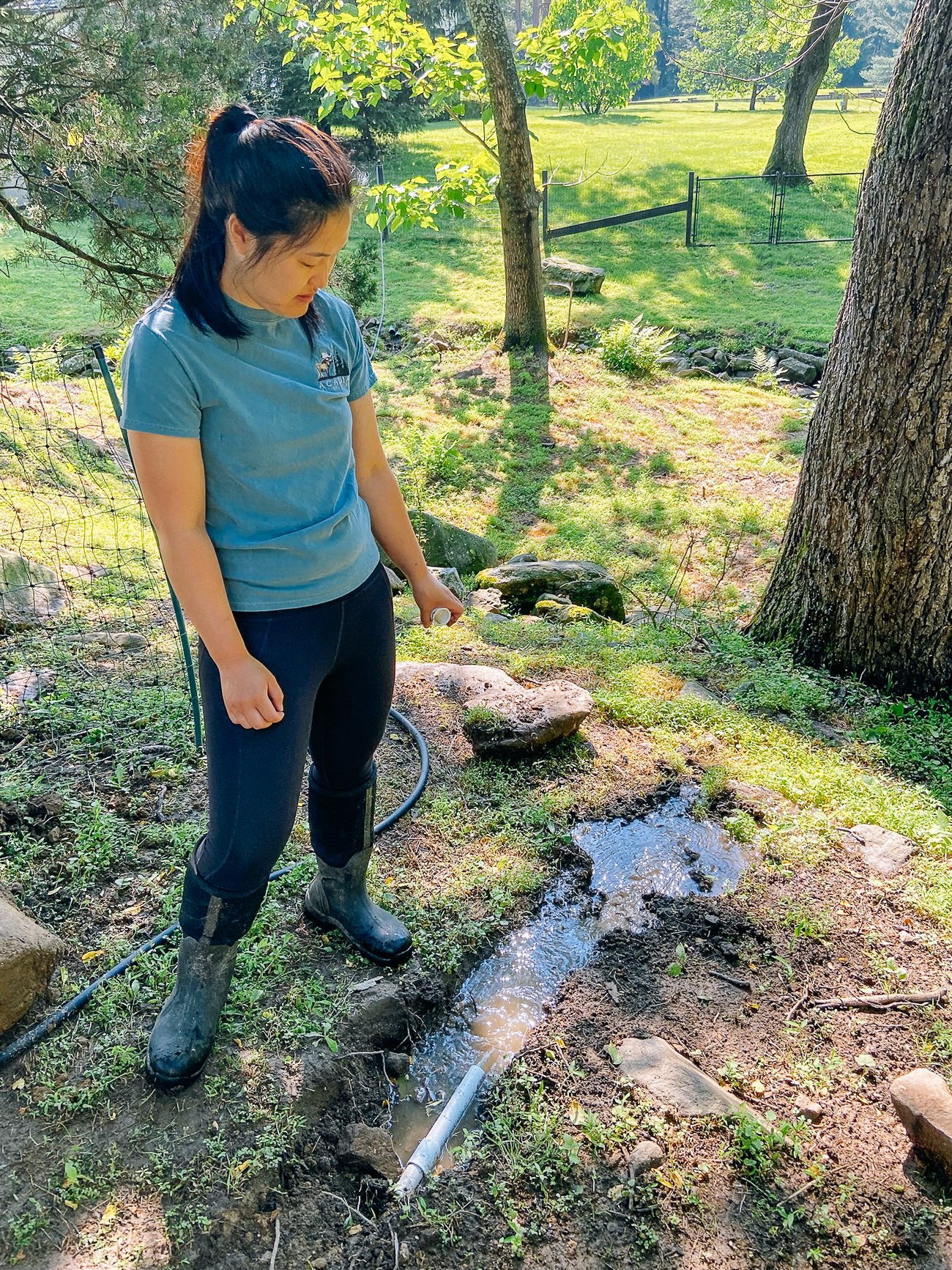 sarah draining the pond