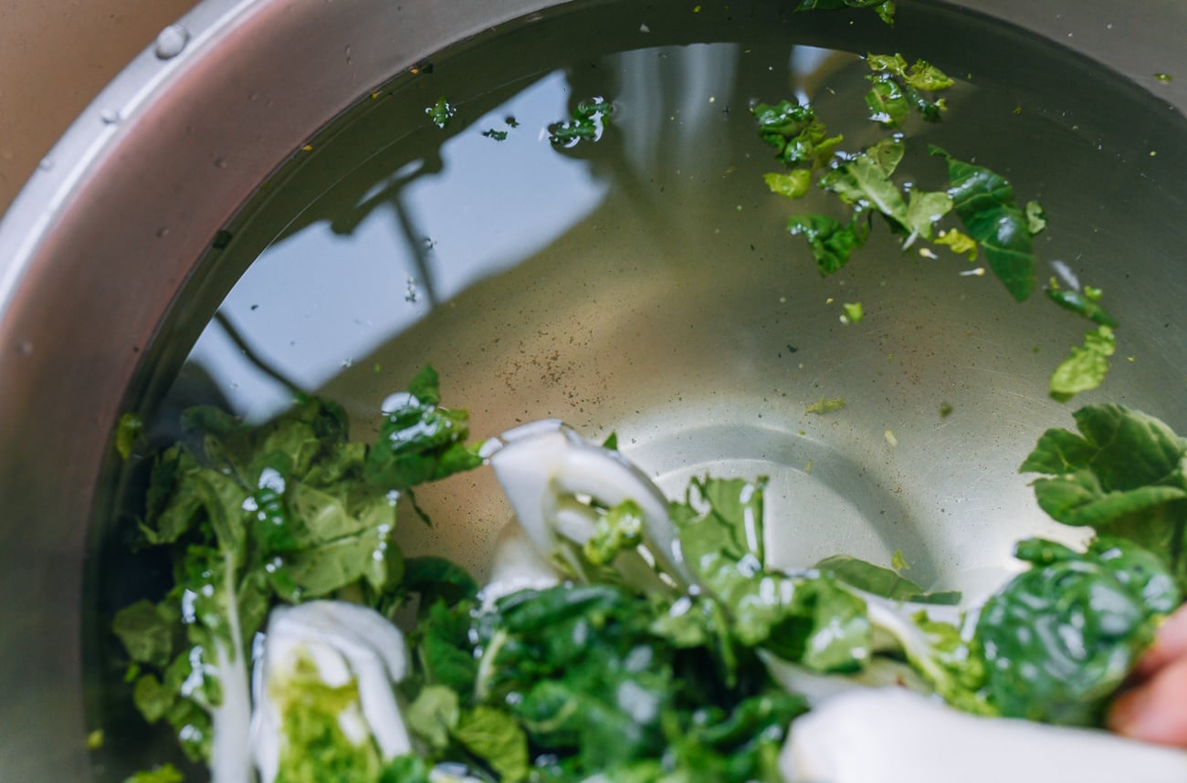 sand in bottom of bowl from washing bok choy