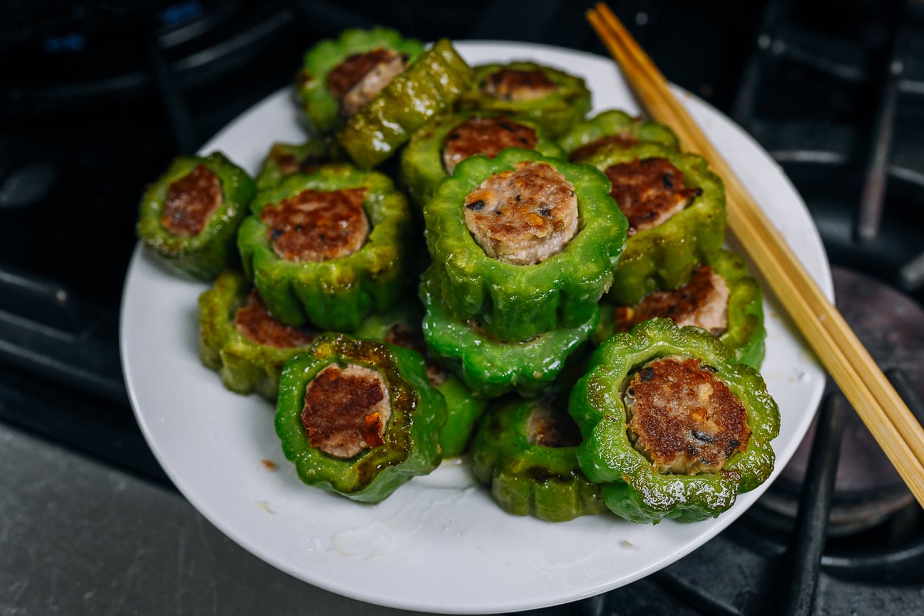 pan-fried stuffed bitter melon rings