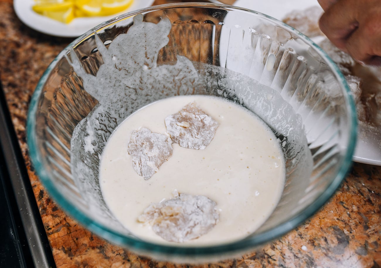 Battering chicken for frying