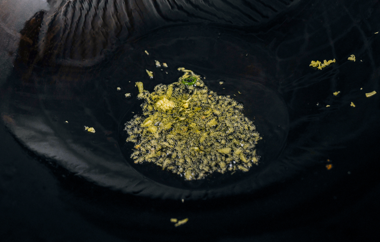 ginger cooking in oil