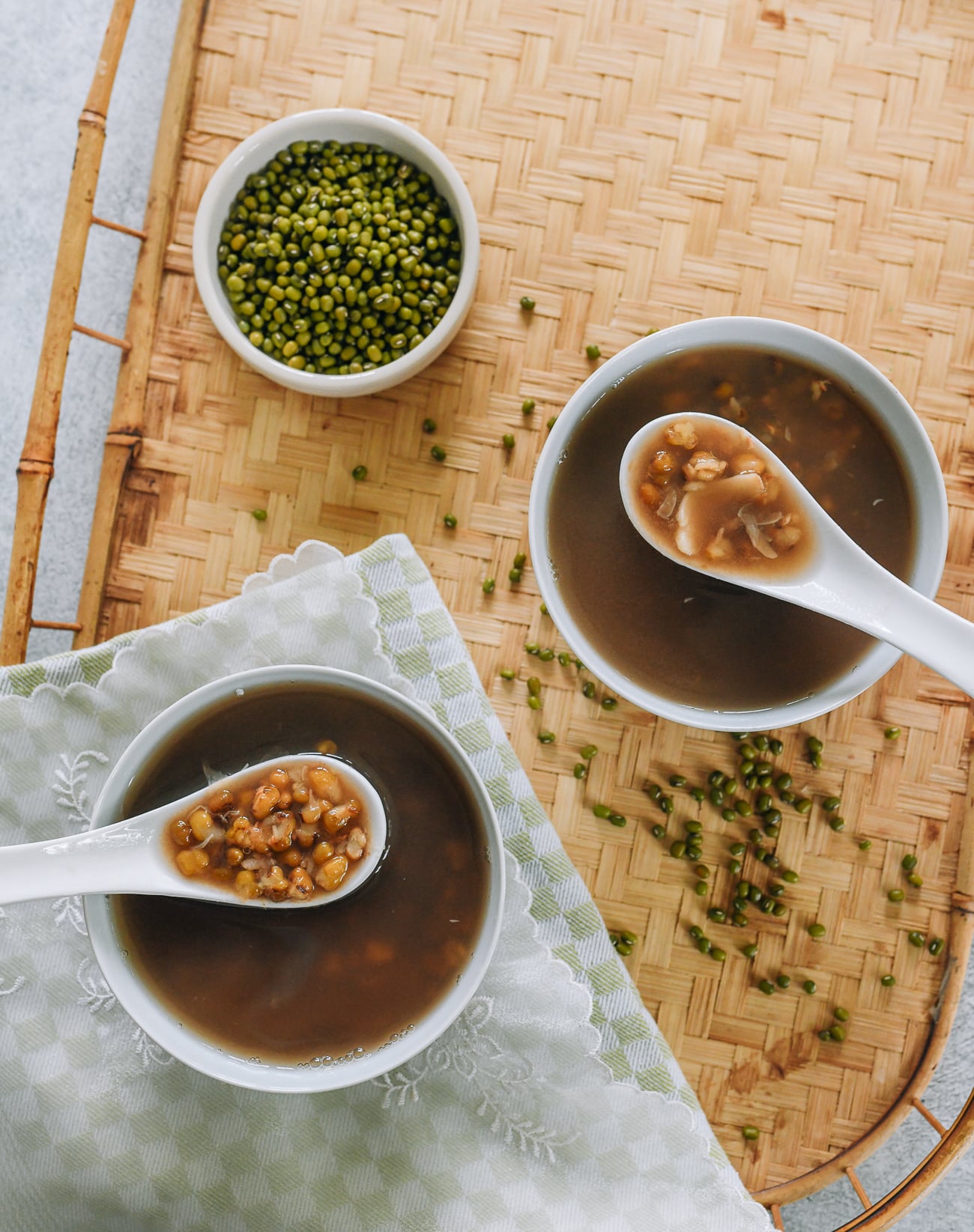 Bowls of mung bean soup