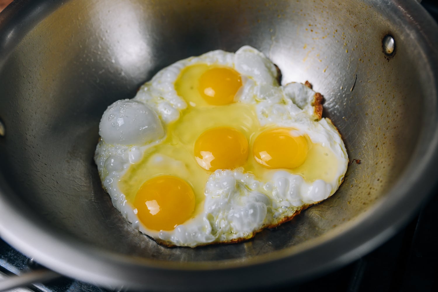 eggs frying in pot