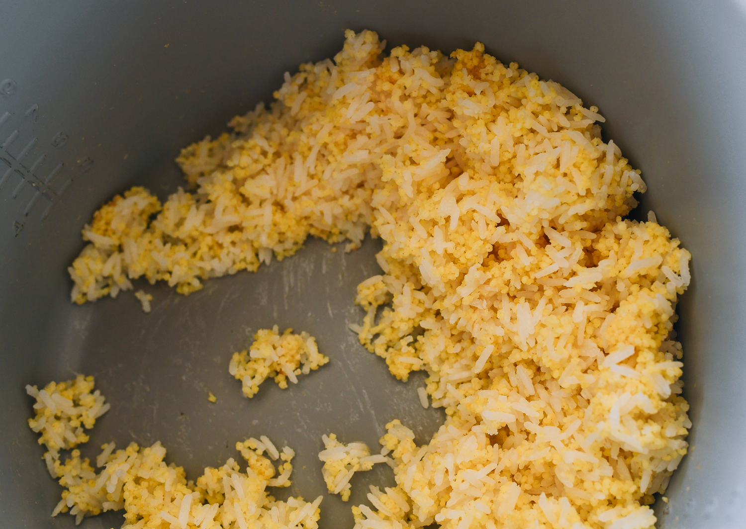 millet rice in pot