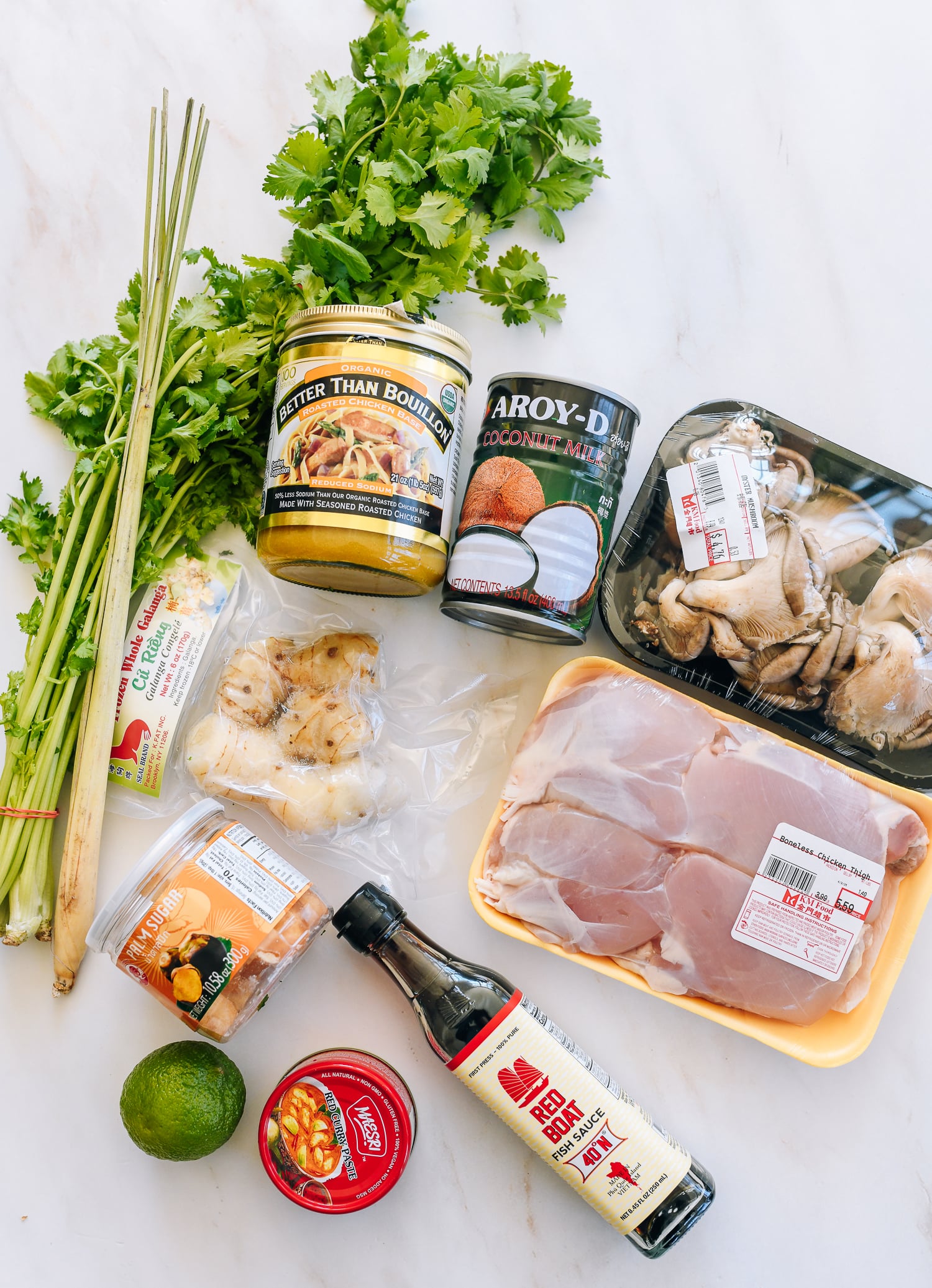 Ingredients for Tom Kha Gai