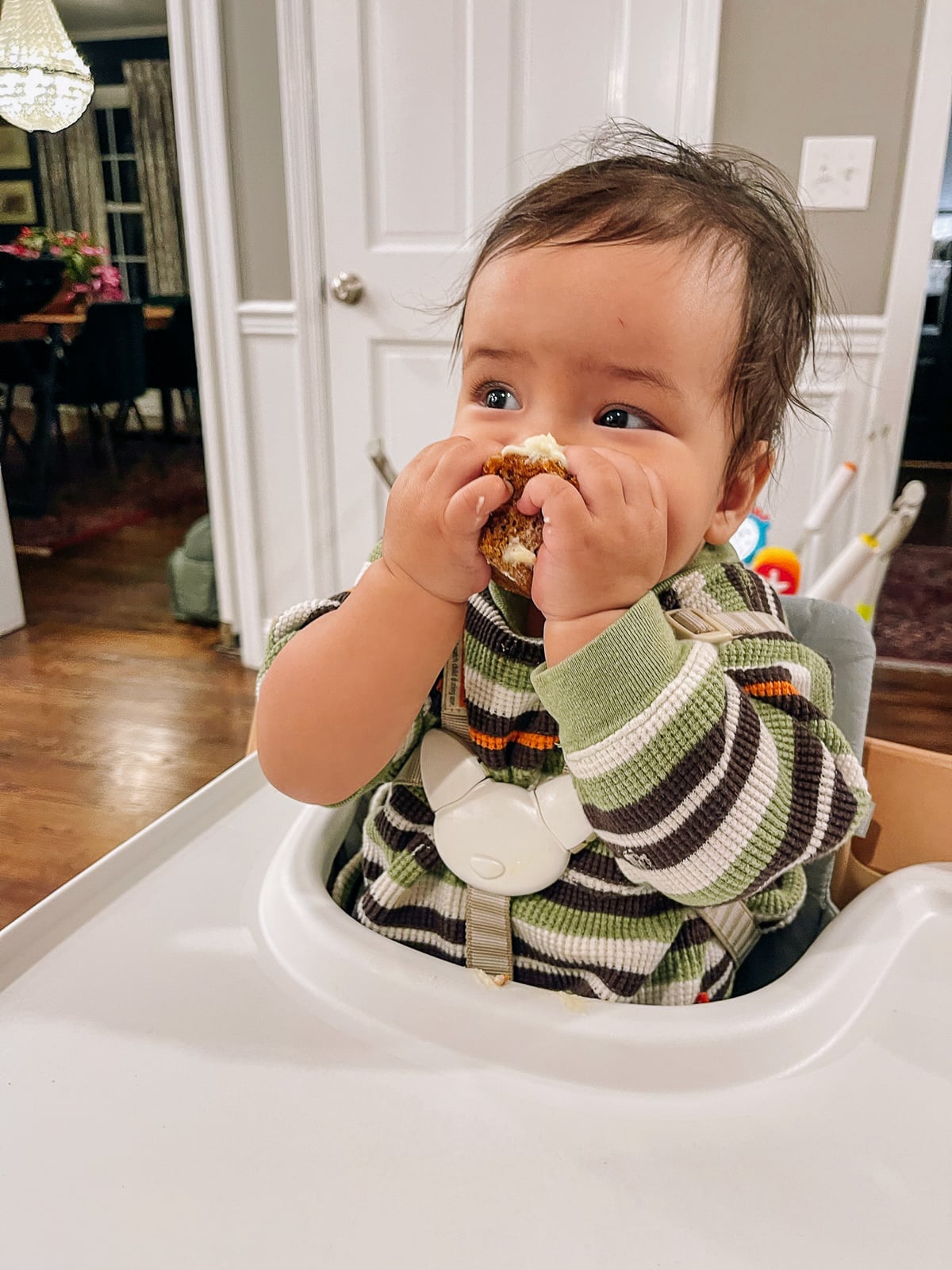 Ethan scarfing birthday cupcake