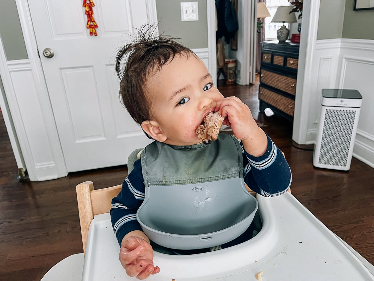 Ethan eating rib
