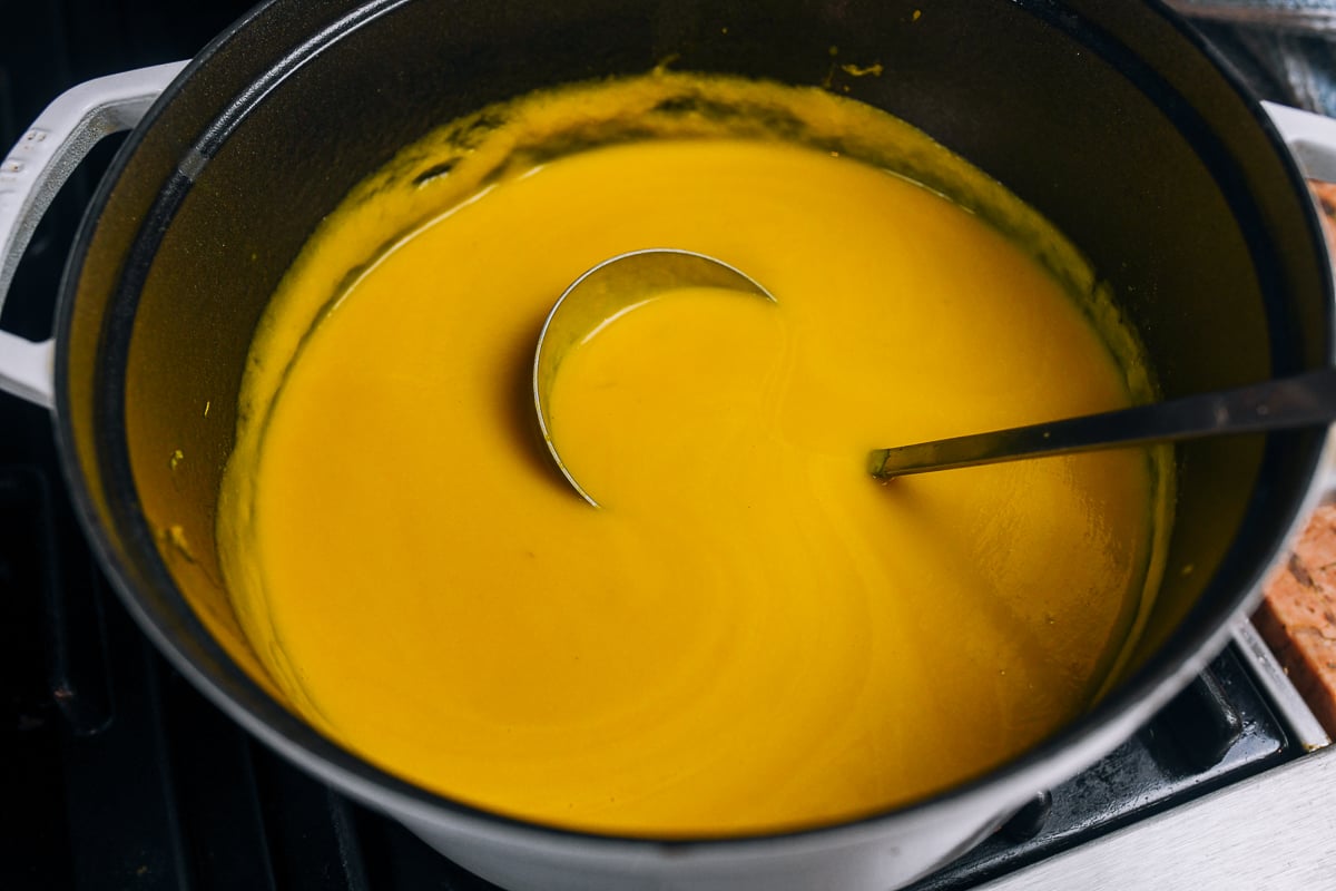 pumpkin soup in pot