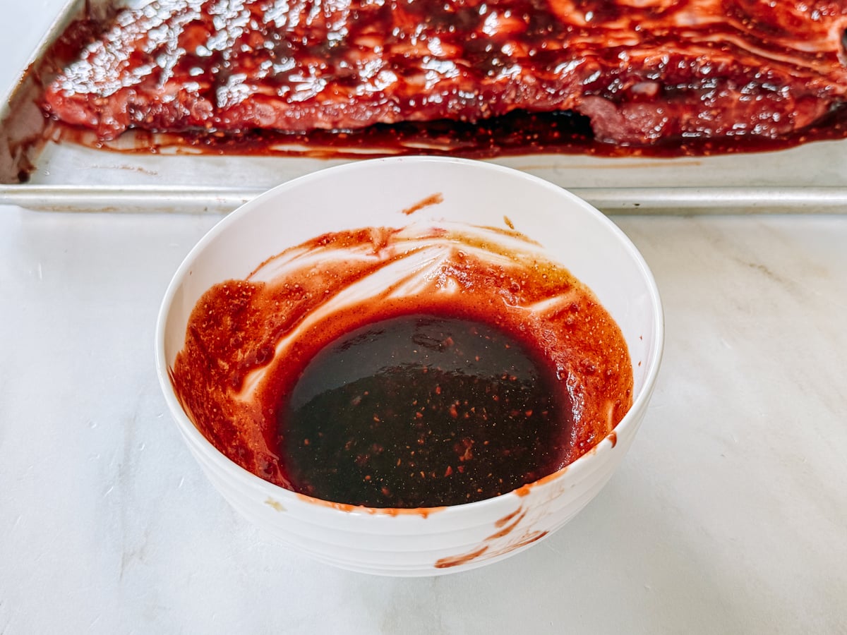 reserved bowl of marinade