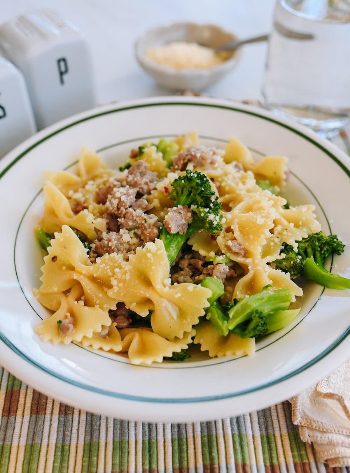 plate of Broccoli Sausage pasta 