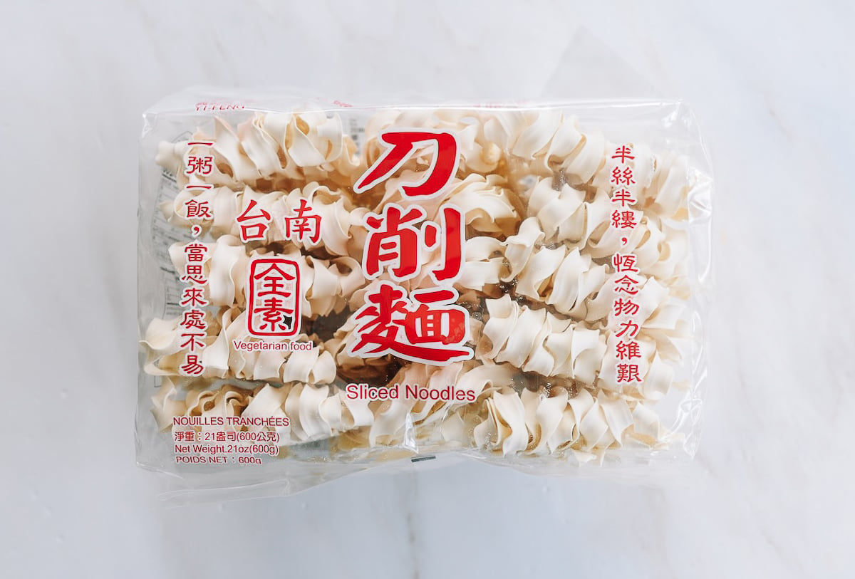 dried wavy ribbon noodles in package