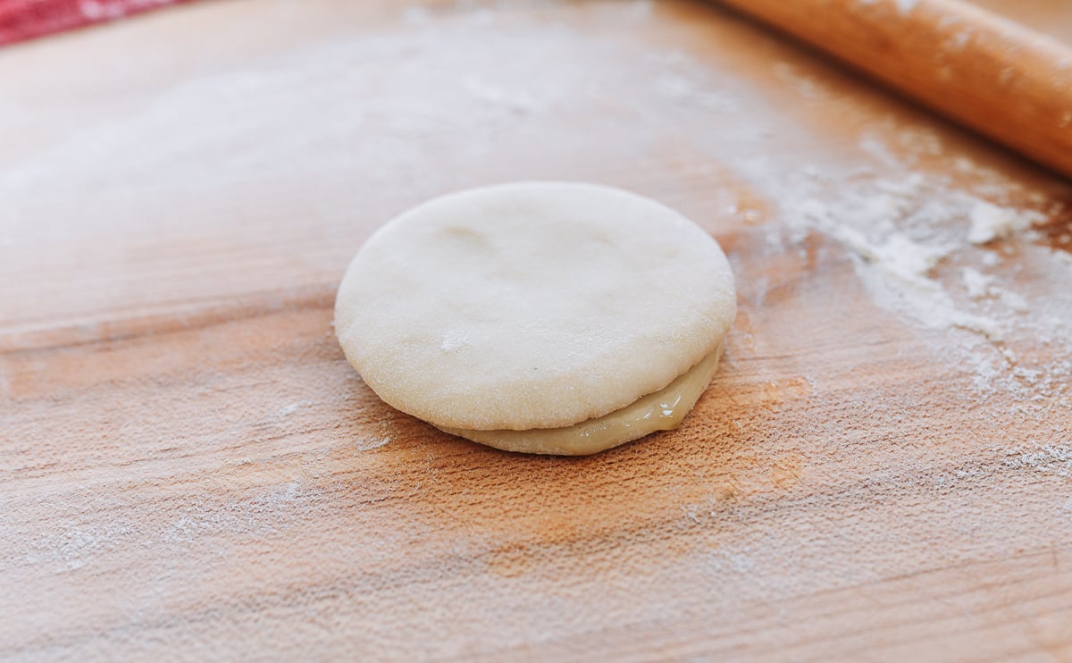 two dough discs stacked on top of each other