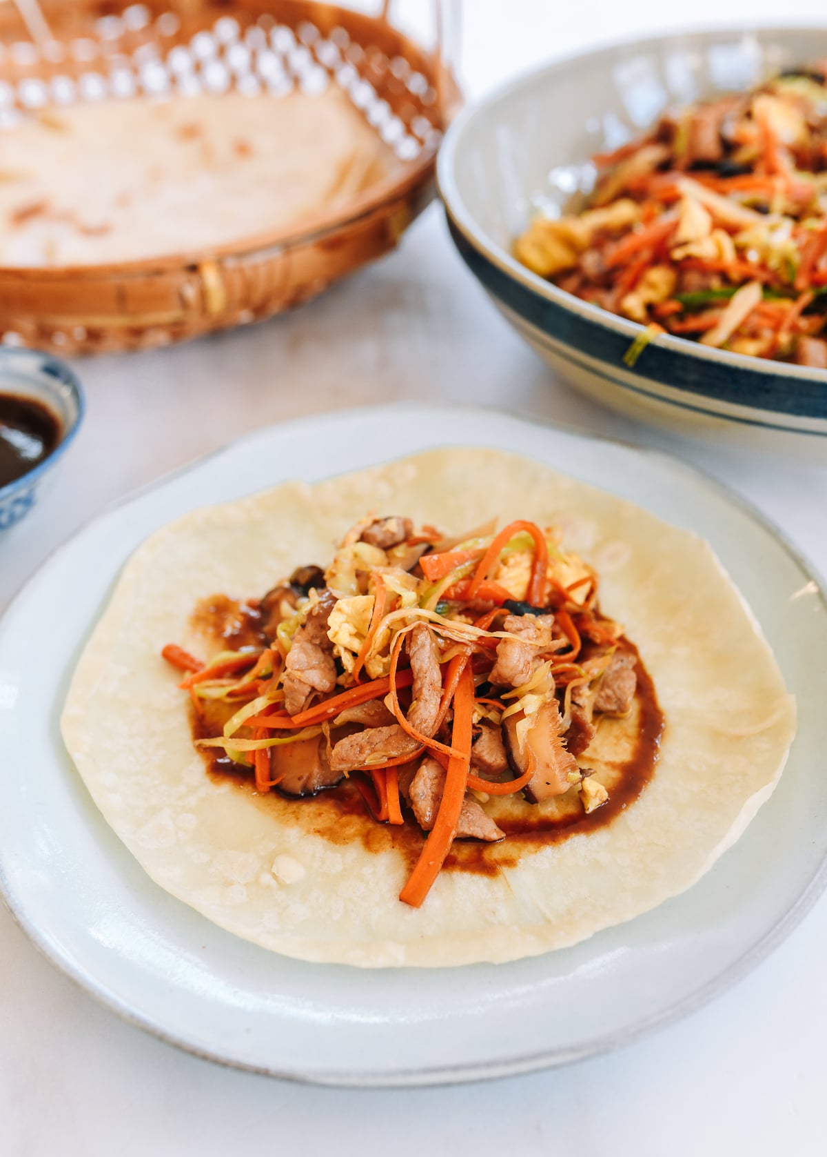 moo shu pork on pancake