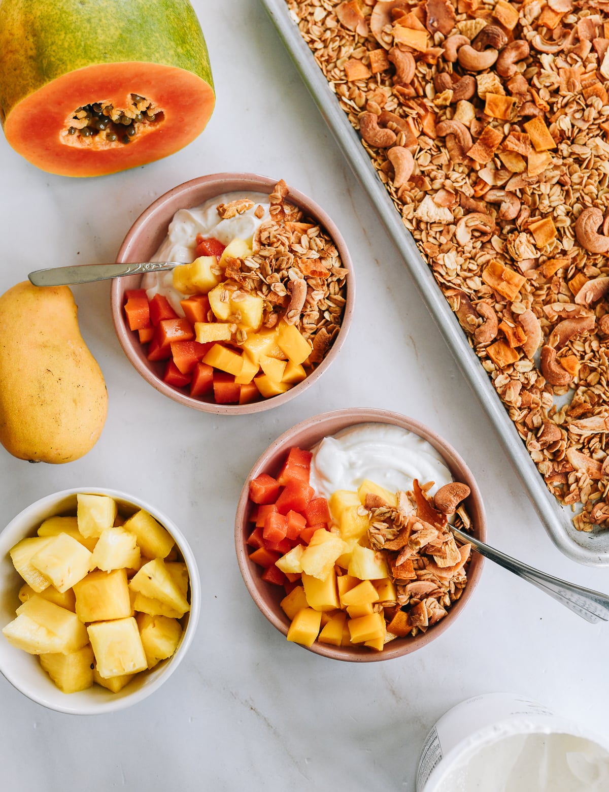 tropical granola with fresh fruit
