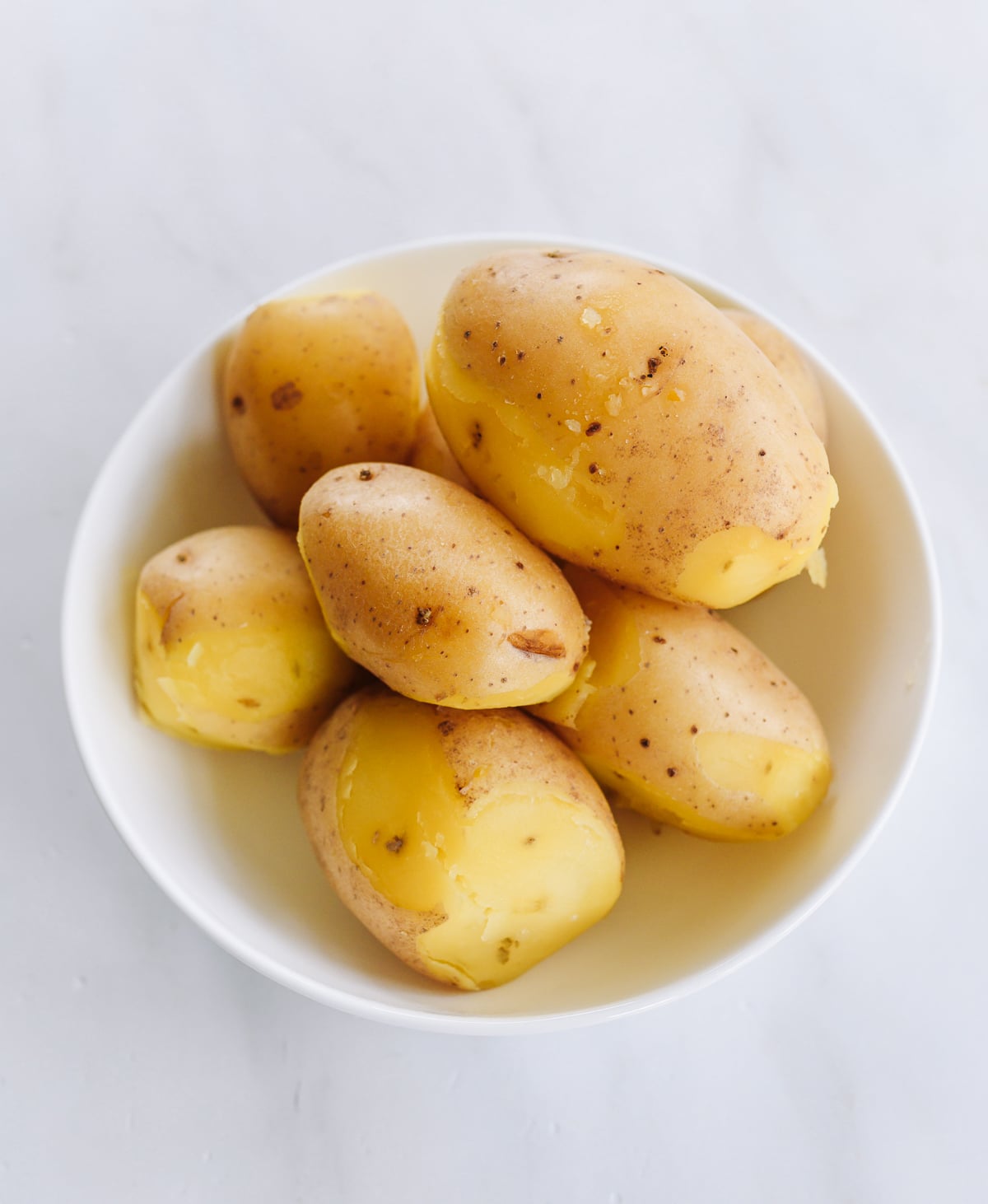 boiled yukon gold potatoes in dish