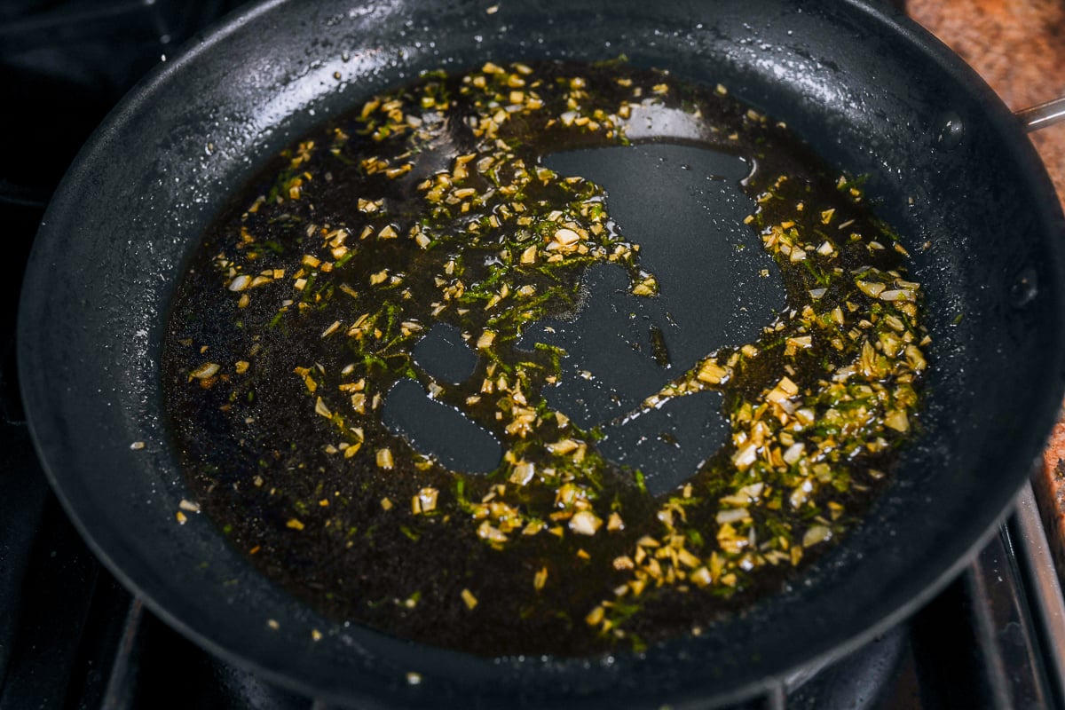 cooking sauce in pan