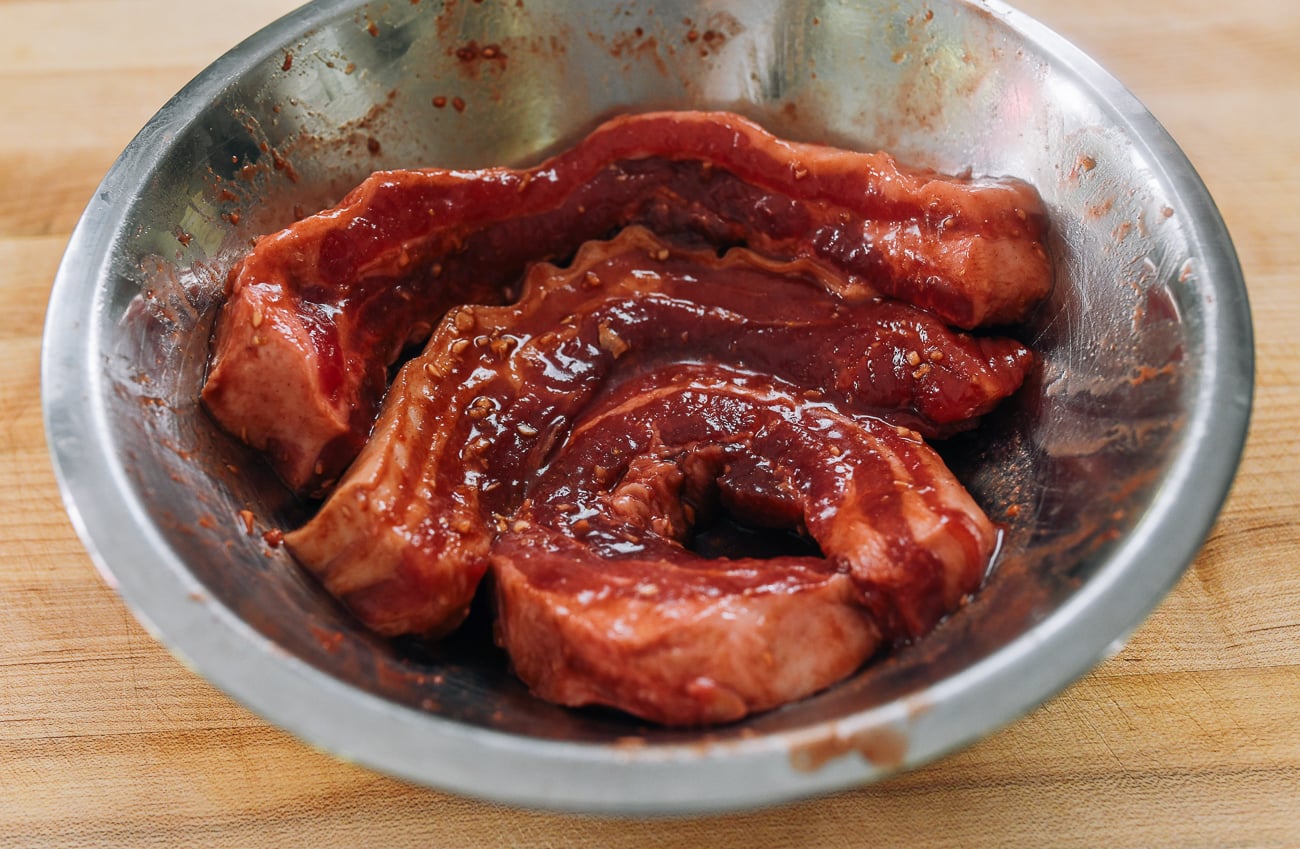 marinating pork belly in char siu marinade
