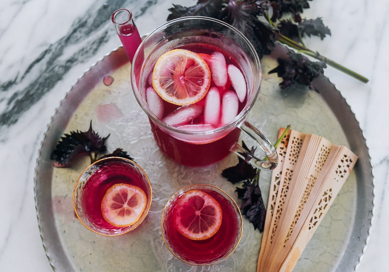 shiso pink lemonade drink